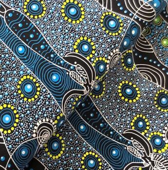 BLUE DANCING SPIRIT Aborigines Stoff aus Australien